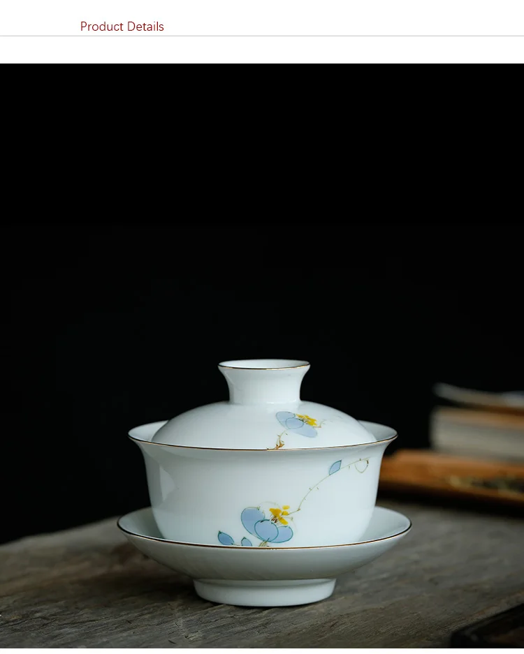PINNY 160 мл ручная роспись цветок сливы Gaiwan традиционный китайский белый фарфор чай супница китайский чайный набор кунг-фу посуда для напитков