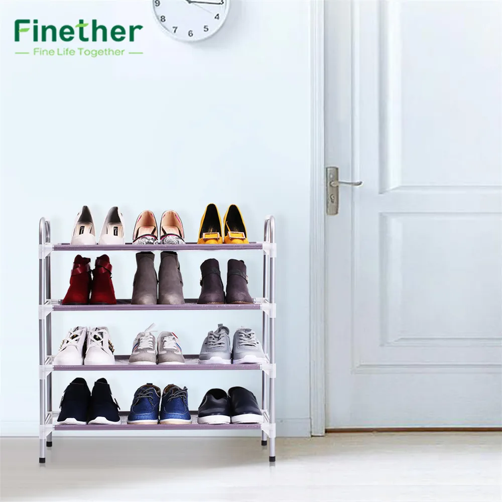 4 Tier Stackable Adjustable Shoe Rack Shoe Tower Shelving