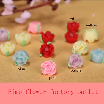 

30pc/lot 8mm Mixed Lovely Polymer Clay Small Mini Rose Flower Bead 3D Nail Art Phone Case Craft Decoration Earring Material