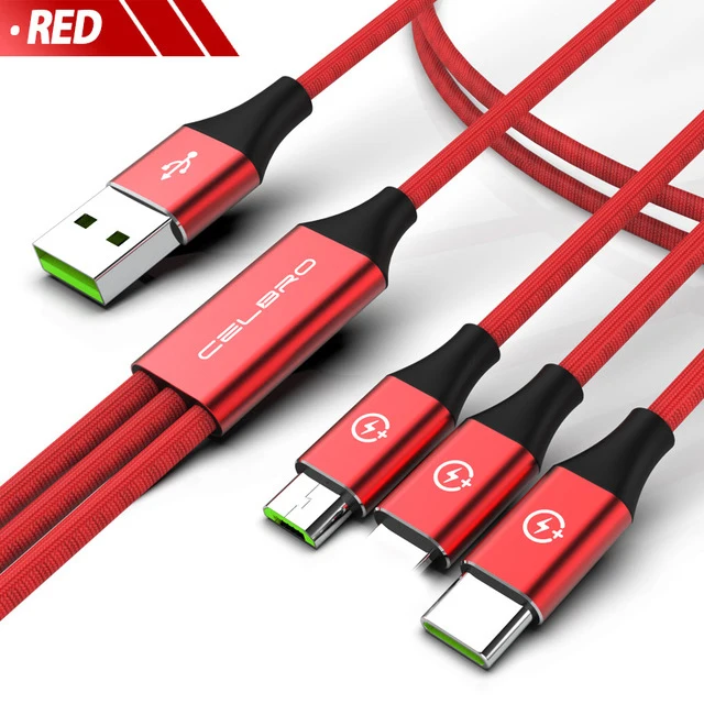 

3 in 1 Mulit USB-C Micro USB Type C Charging Cable for Samsung S10 S9 plus Xiaomi mi 9 Huawei P30 pro Pocophone F1 Charger Cable