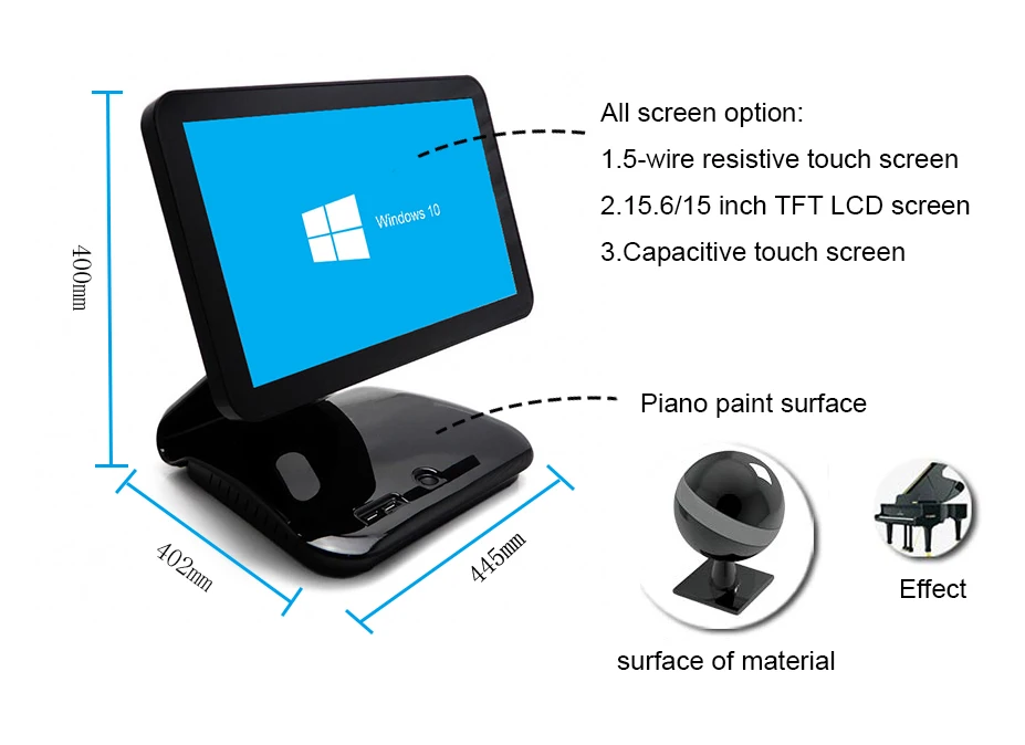 Новая модель 15,6 дюймов емкостный сенсорный экран все в одном кассовый регистр для супермаркета и ресторана