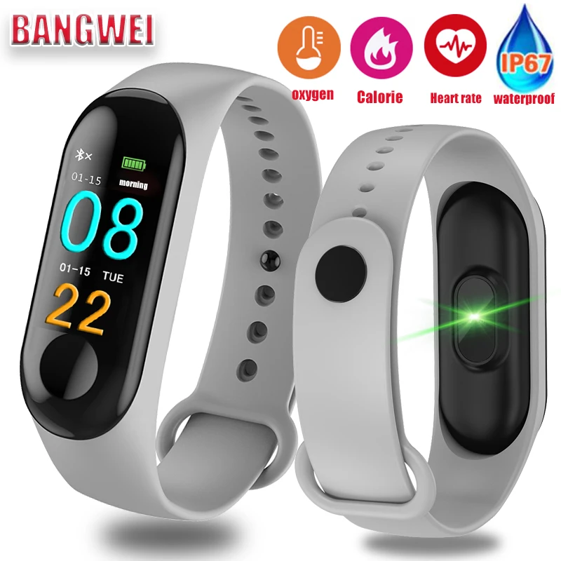 BANGWEI 2018 Smart Sport Watch IP68 Waterproof Watch Blood Pressure Heart Rate Monitor Pedometer Smart Watch men For Android iOS