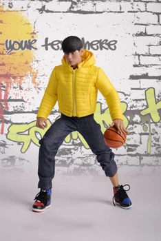 

1/6 Down Coat Denim Pants Belt and Shoes Clothes Model for 12'' Figures