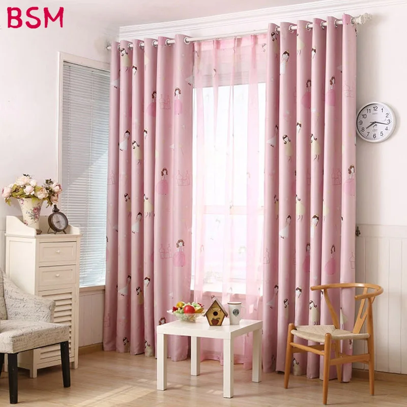 

Lovely Cartoon Pink Blackout Curtains For Girls Living Room High Shading Baby Bedroom Children Pink Sheer Kids Cortina AWB0346