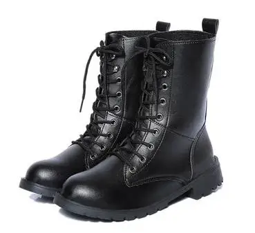 Г. новые женские ботинки на низком каблуке с галстуком на осень и зиму Женские ботинки в стиле милитари для пары мужская повседневная модная обувь Botas - Цвет: black
