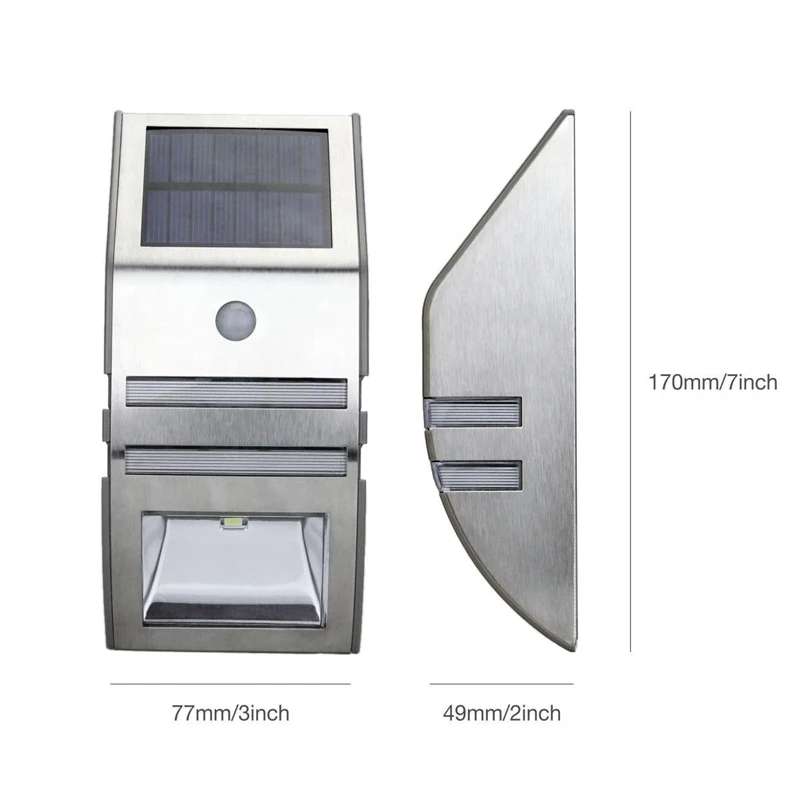 IP44 Waterproof Solar Light 2LED PIR Motion Sensor Lamp Garden Led Solar Lamp Outdoor Yard Wall Balcony Porch Fence Night Lights (26)