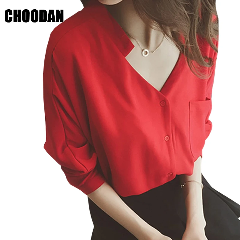 Long Sleeve Blouse Shirt V-neck Women Blouses Autumn Spring 2018 New Korean Fashion Summer Casual Ladies Tops Womens Clothing |