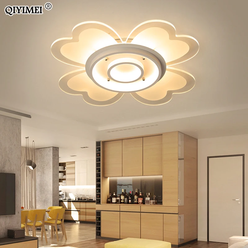 

New LED Ceiling Lights Bedroom White Color Flowers Shape Lighting Fixtures Dimmable Modern Dome Lamps Dero Lamparas De Techo