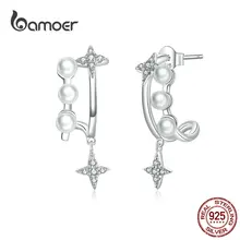 bamoer Dazzling Stars Dangle Earrings for Women 925 Sterling Silver High Quality Wedding Statement Jewelry Pear Earing BSE183