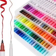 12/48/72/100 Uds colores diferentemente rotuladores de Arte de Punta doble dibujo pintura acuarela cepillo pluma pincel de la escuela marcadores 04350