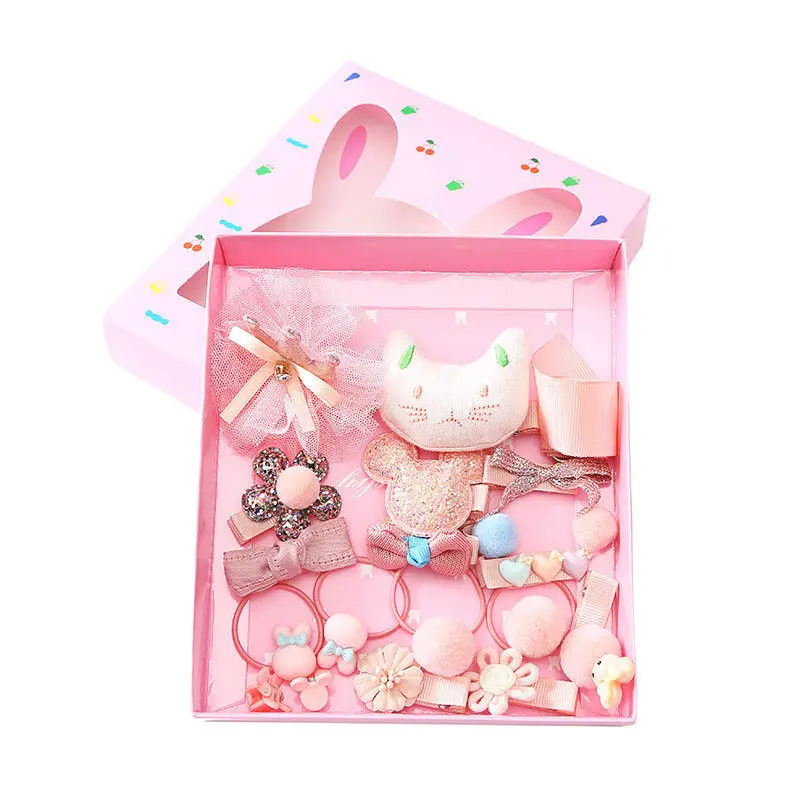 Pink2 18 шт./компл. заколка для волос для маленьких девочек заколки для волос с бантом и цветочным рисунком мини заколки на детей, с рисунками звездочек, Детская головной убор для новорожденных розовые Цвета: серый, красный, фиолетовый Темно-синие - Цвет: Pink2