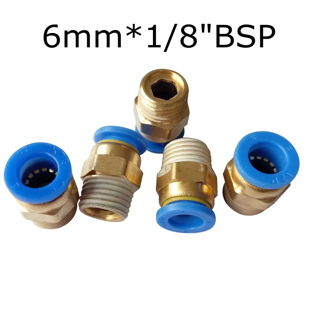 Pack of 5 Tube OD 6mm X 1/8 BSP Push In To Connect Fitting Male Straight Connector Pneumatic Air Fitting PC6-1 pack of 600 0 6mm