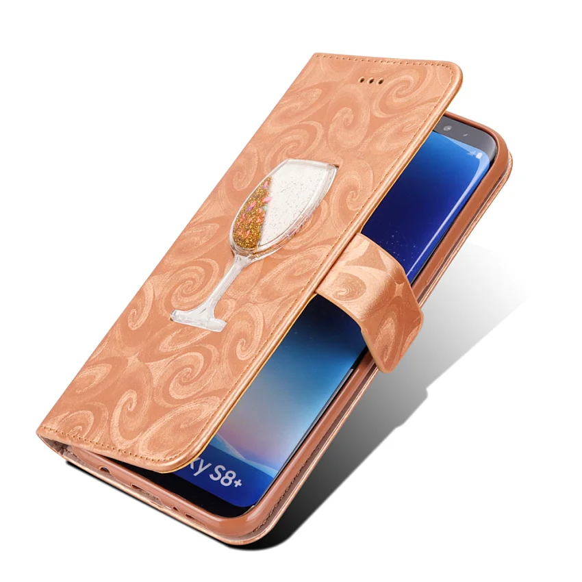 Hourglass Love Heart Quicksand Leather Wallet Case For Samsung Galaxy S8 S9 Plus S5 Mini S7 Edge Magnetic Flip 2 Card Slots Bag (54)