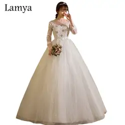 Ламия принцесса длинный кружевной рукав Свадебные платья 2019 Индивидуальные Невесты платья Элегантный Vestido de Novia купить непосредственно в