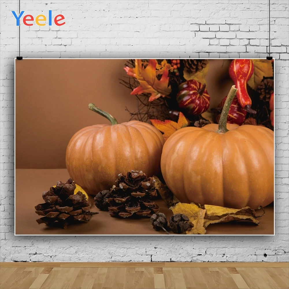 Yeele Тыква увядший кленовый лист День благодарения осенние фотографии фоны