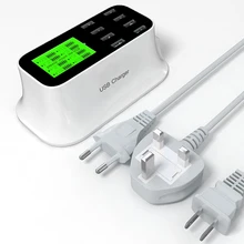 Новый универсальный 8 Порты USB Smart LED Экран дисплея США ЕС Великобритания Plug Путешествия AC Адаптеры питания розетки Зарядное устройство для сотового телефона табл