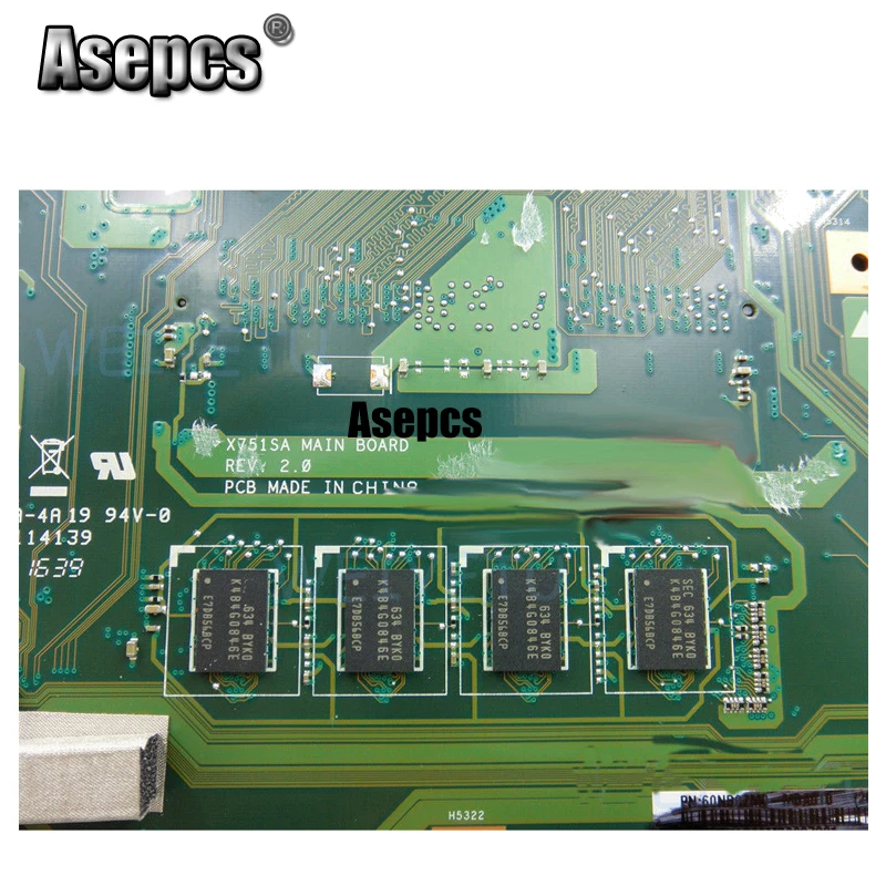 Asepcs X751SA материнская плата для ноутбука N3700 процессор 4 Гб для ASUS X751S X751SJ X751SV тест материнская плата X751SA тест материнской платы ОК