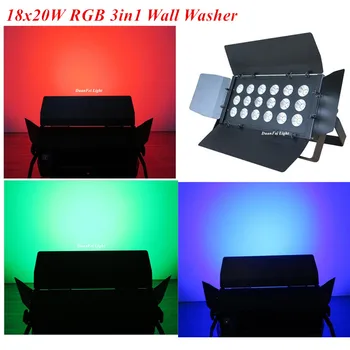 

6pieces 18x20W barn door led uplights rgb studio uplight wall washer projector with barn door
