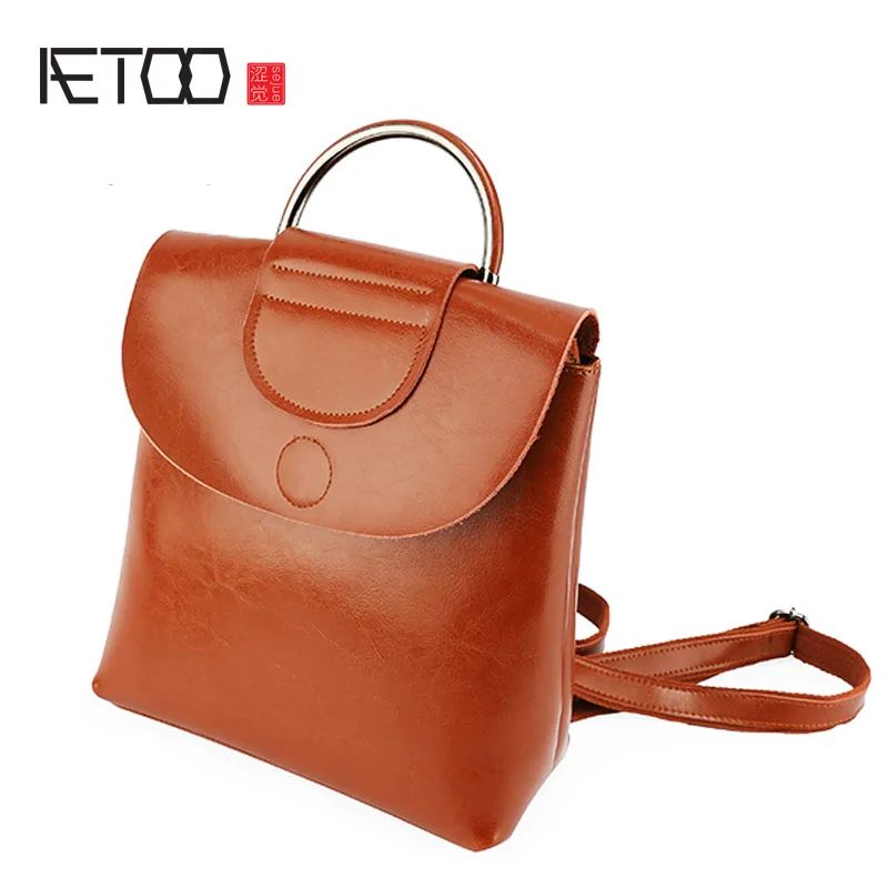 

AETOO Original new European and American retro style simple leather shoulder bag portable leisure with a backpack female