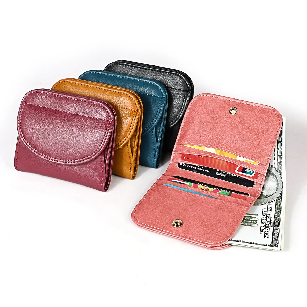 

Luxury 100% Genuine Leather Wallet Fashion Short Bifold Men Wallet Casual Soild Men Wallets With Coin Pocket Purses Male Wallets