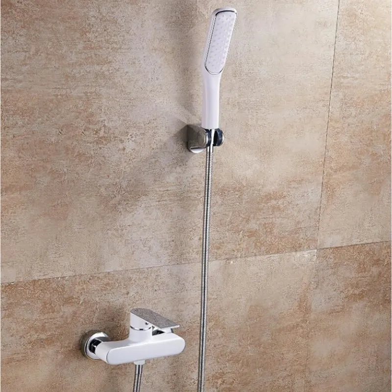 

brass white and chrome or gold finished wall mounted single lever shower faucet exposed B&S faucet set