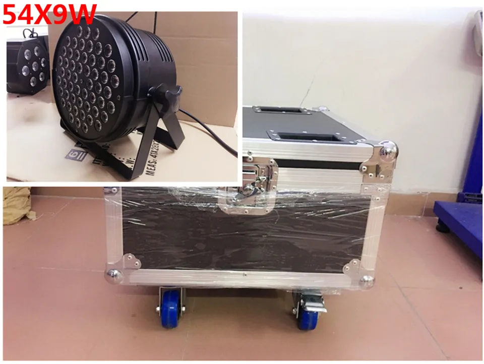 4 unids 54x9 W номинальной+ кейс+ кабель DMX DJ luz del дискотека номинальной привело RGB 3in1 Lavado DMX controlador де Лус DMX