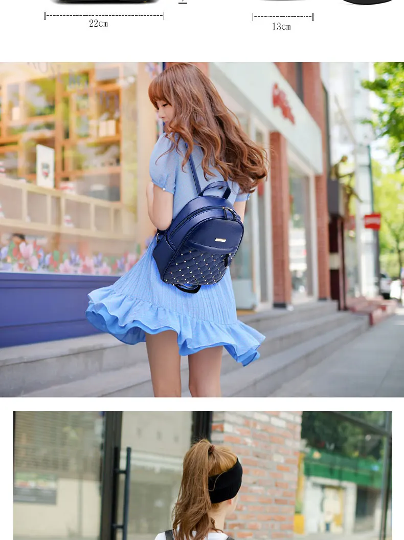 2022 Fashion Women Casual Travel Bead Backpack School Bags PU Leather Backpack for Teenage Girls Mochila Female Backpack S004