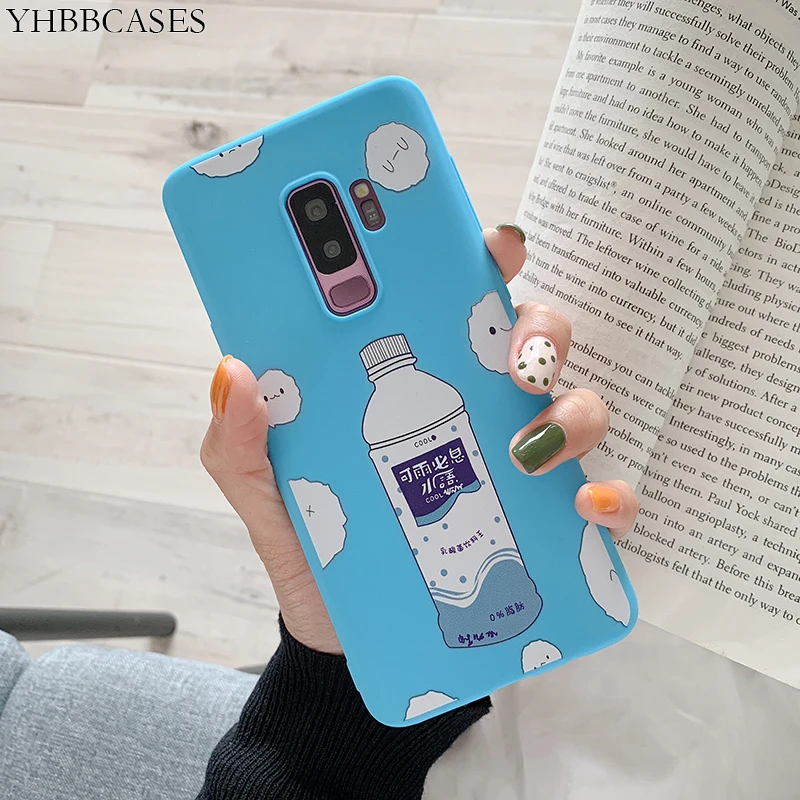 YHBBCASES для Samsung Galaxy S8 S9 S10 Plus бутылка воды с мультяшным чехлом телефона Note 8 9 синие