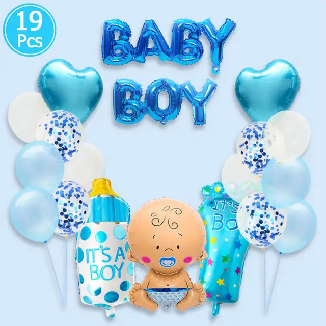 19pcs Babyshower Foil Balloons Birthday Party Decorations Its A