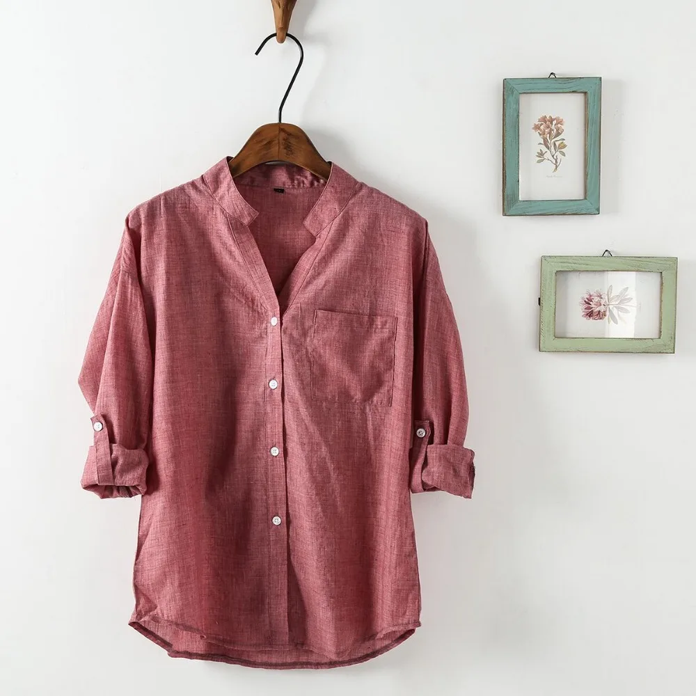 Prix Dioufond Automne Blouses Femmes Style Coréen Chemise Col En V Col Dames Tops Femmes Vêtements Décontractés À Manches Longues D été Blusa