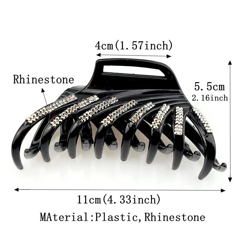 Черные заколки для волос, аксессуары для женщин, стразы, корейская мода, заколка для волос, заколка-краб, зажим для волос, ювелирные изделия
