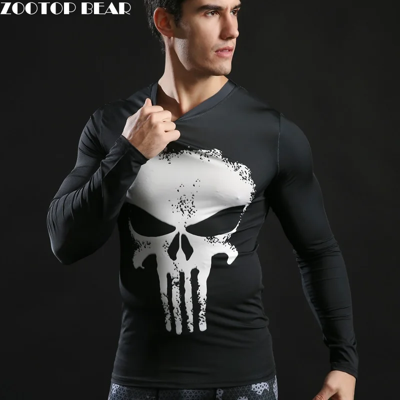 

2019 Brand Men Marvel Superhero T Shirt Long Sleeve T Shirts Fitness Superman 3D Shirts Compression Shirt Tights Male