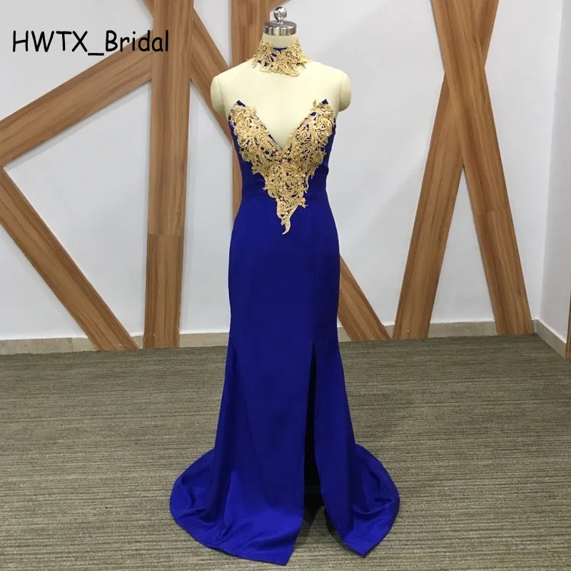 gold and royal blue bridesmaid dresses