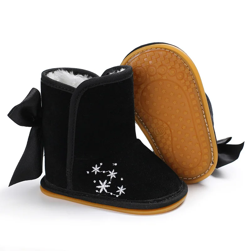 Зимние Бархатные теплые зимние ботинки для маленьких девочек 0-1 лет, Нескользящие ботинки на резиновой подошве для малышей