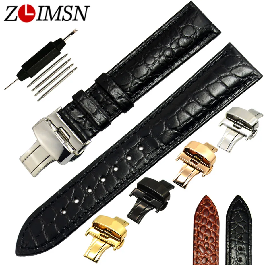 ZLIMSN Genuine Leather Watch Band Watches Accessories Belt 18 20mm