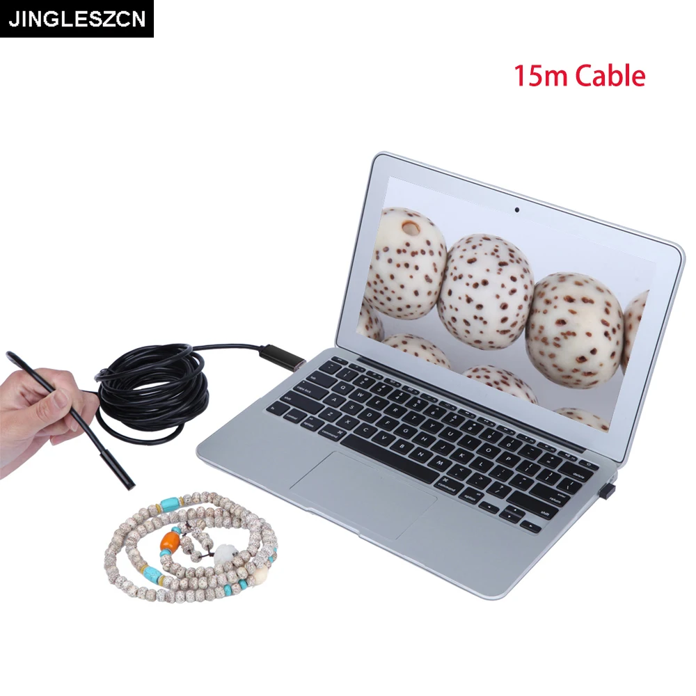 JINGLESZCN USB Endoscope 15m Length Mini Camera 10mm Lens Waterproof IP67 Borescope Inspection 4 LED Snake Video Cam Windows PC JINGLESZCN USB Endoscope 15m Length Mini Camera 10mm Lens Waterproof IP67 Borescope Inspection 4 LED Snake Video Cam Windows PC