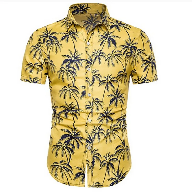 

Summer Loose Hawaiian Print Shirt Men's Casual Short Sleeve Tops Fashionable Oversized Streetwear S-2XL
