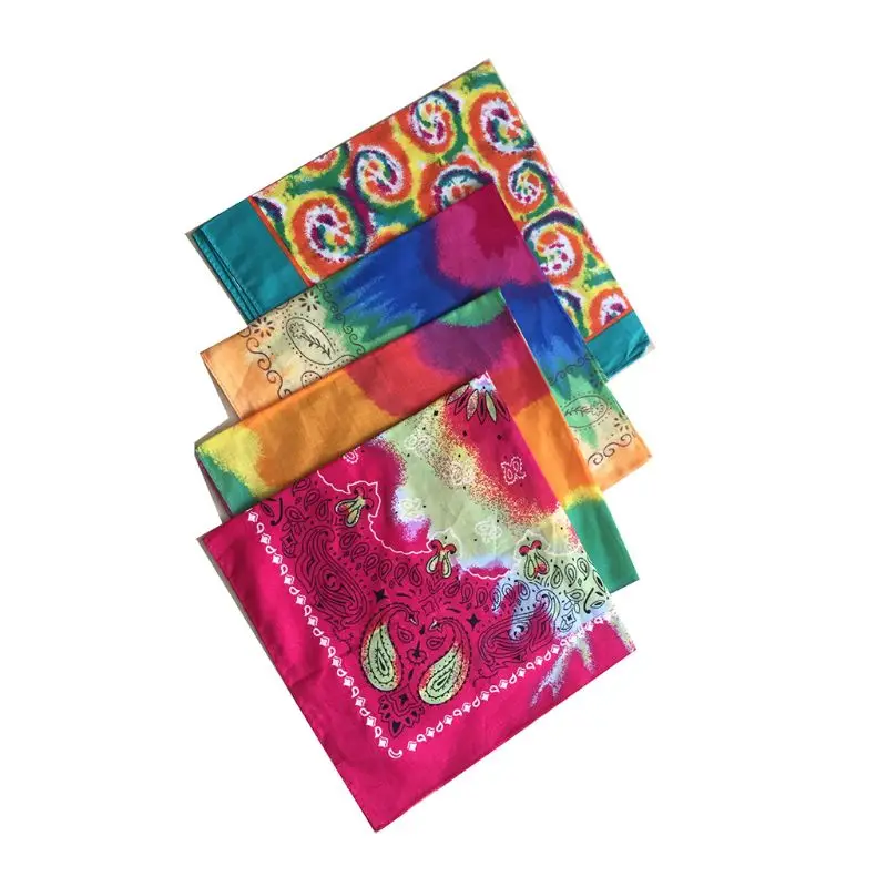 

Bohemian Rainbow Colorful Spiral Swirl Unisex Cotton Pocket Square Scarf West Coast Summer Headband Bandana Hip-Hop Wristband