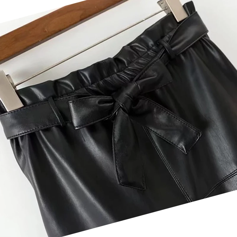 Parperbag кружевная Нижняя кожаная юбка женский пояс с высокой талией Короткая юбка осень зима карман короткая юбка s Женская