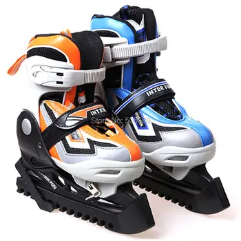 

free shipping ice skate shoes children blue color orange color size adjustable