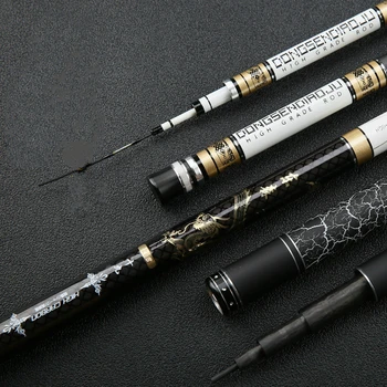 

High Carbon Black Pit Fishing Rod 28 Tone Hard Taiwan Fishing Rod 3.9/7.2/8.1M Light Hand Pole High Quality Fishing Equipment
