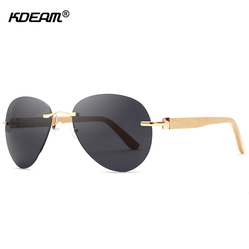 

KDEAM Rimless Men Sunglasses Bamboo For Women Retro-inspired Pilot Sun Glasses Reforestation With Designer Box