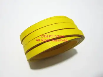 

5x2mm Yellow leather cord Pure color 5mm flat leather cord