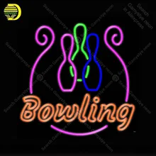 ניאון סימן עבור באולינג עם קערת ניאון הנורה לחתום עיצוב משחק ניאון אורות סימן זכוכית צינור אייקוני אור anuncio לומינוסו לילה אור(China)