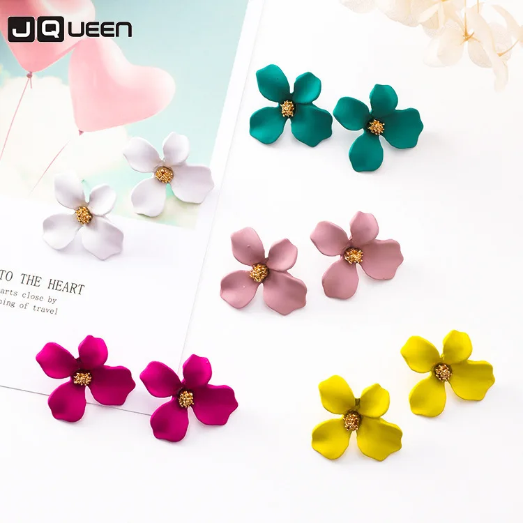 

Korea Sweet Fresh Concise Roast Paint Flower Ear Nail Personality Fashion Joker Irregular Petal Earrings Earring Woman Jewelry