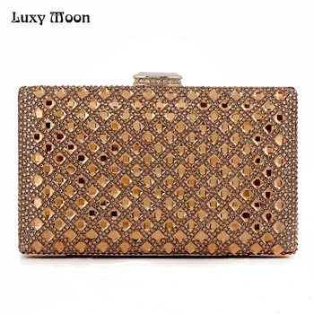 

Luxy Moon gold Clutch Women Evening bags Ladies Crystal Day Clutches Wallet Wedding Purse Party Banquet bag Black/Gold/Silver