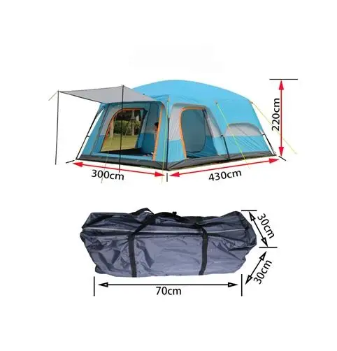 Огромный 6 8 10 12 человек 2 слоя 2 гостиная 1 Bedrrom семейные вечерние Анти-дождь база открытый кемпинг рельеф автоматический режим Пляжная палатка - Цвет: Небесно-голубой