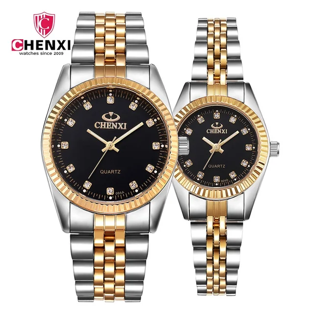 CHENXI Brand Couple Watches Women Men Gold Luxury Lover's Wristwatch Golden Rhin CHENXI Brand Couple Watches Women Men Gold Luxury Lover's Wristwatch Golden Rhin