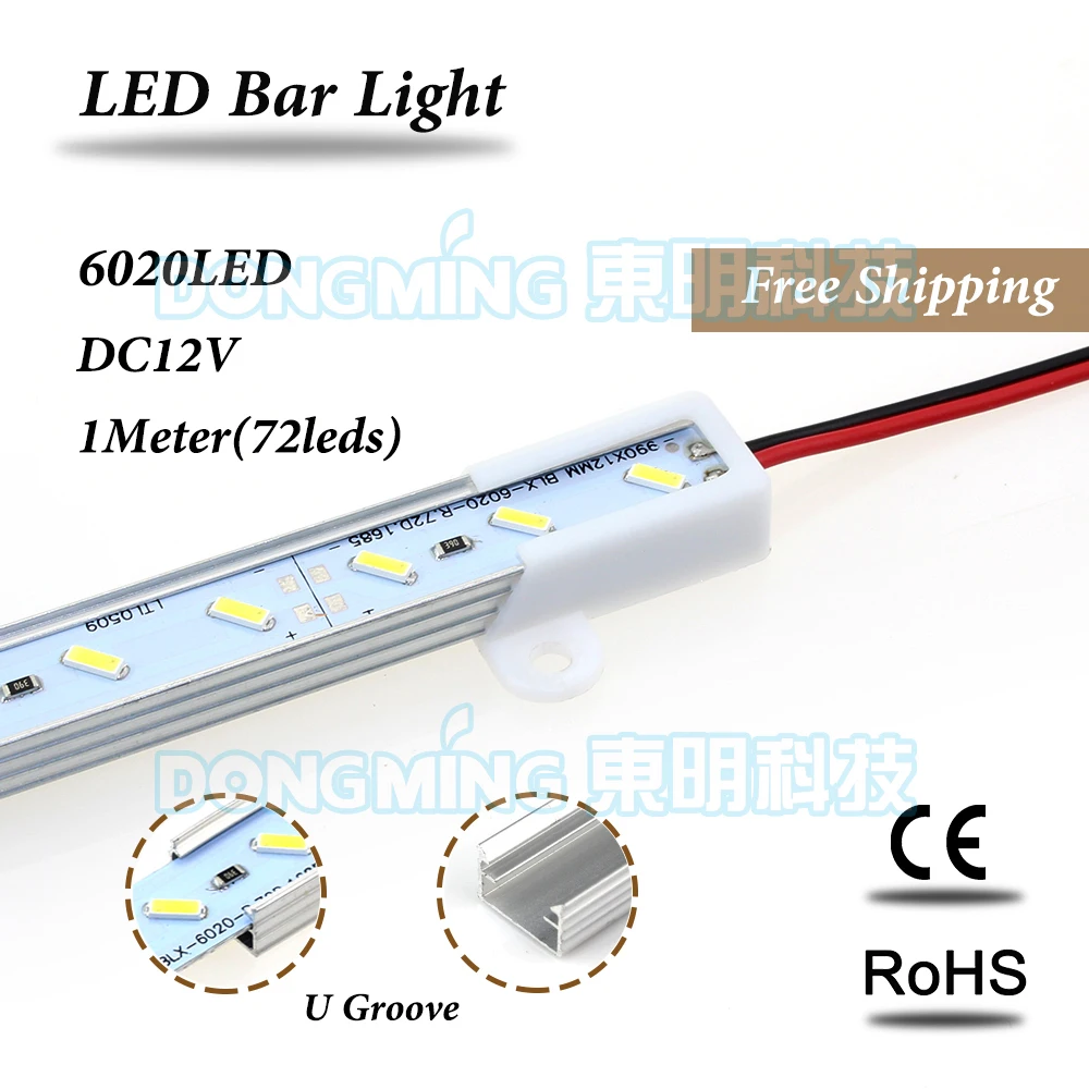 Светодиодная лента luces 6020 12 В постоянного тока 1 м 72 светодиодный с U/V-образным
