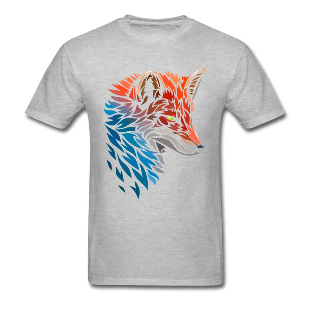 Tribal Fox Red Blue Classic Men's T-shirts Crew Neck Short Sleeve Pure Cotton Tops Shirts Printed Tops Shirts Free Shipping Tribal Fox Red Blue grey